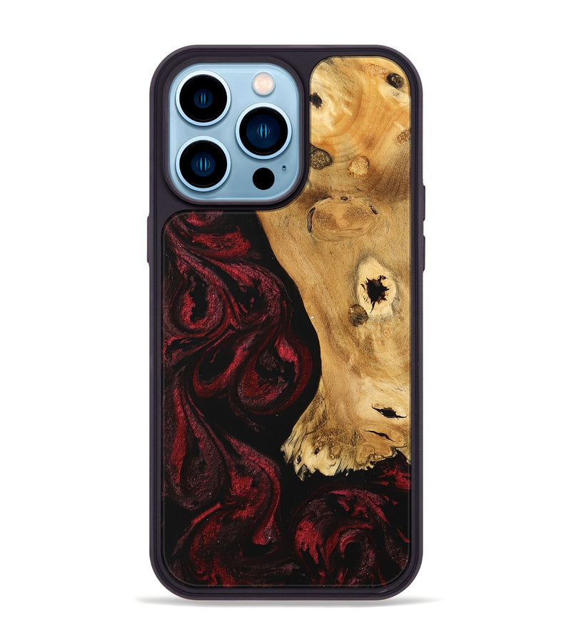 iPhone 14 Pro Max Wood Phone Case - Quinton (Red, 740700)