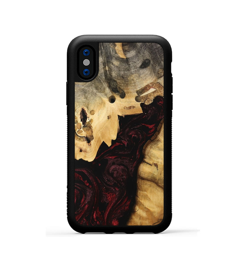 iPhone Xs Wood Phone Case - Clovis (Red, 740705)