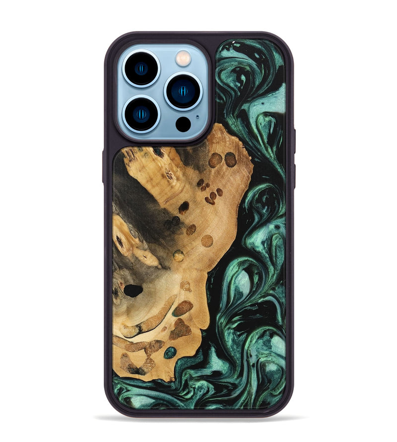 iPhone 14 Pro Max Wood Phone Case - Quon (Green, 740708)