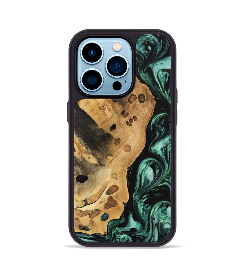 iPhone 14 Pro Wood Phone Case - Quon (Green, 740708)