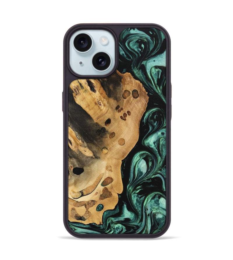 iPhone 15 Wood Phone Case - Quon (Green, 740708)