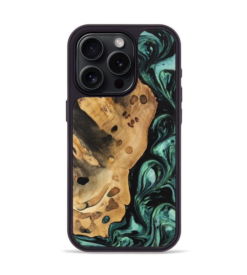 iPhone 15 Pro Wood Phone Case - Quon (Green, 740708)