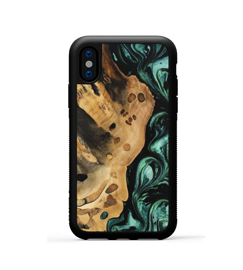 iPhone Xs Wood Phone Case - Quon (Green, 740708)