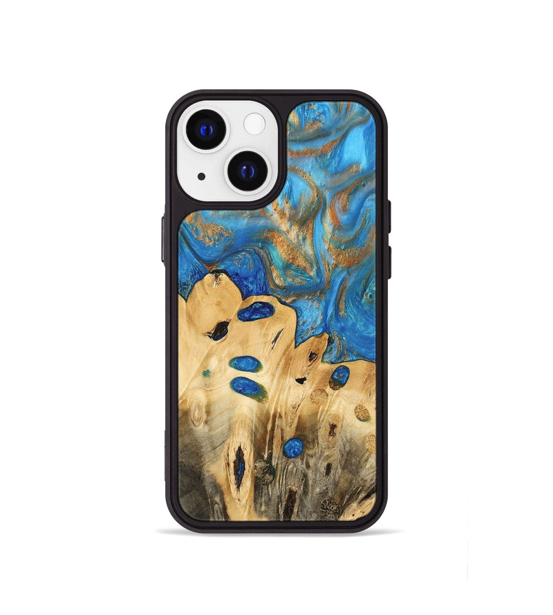 iPhone 13 mini Wood Phone Case - Gustav (Teal & Gold, 740712)