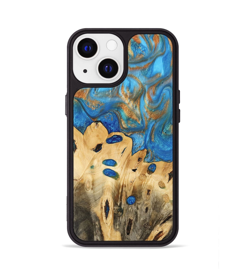 iPhone 13 Wood Phone Case - Gustav (Teal & Gold, 740712)