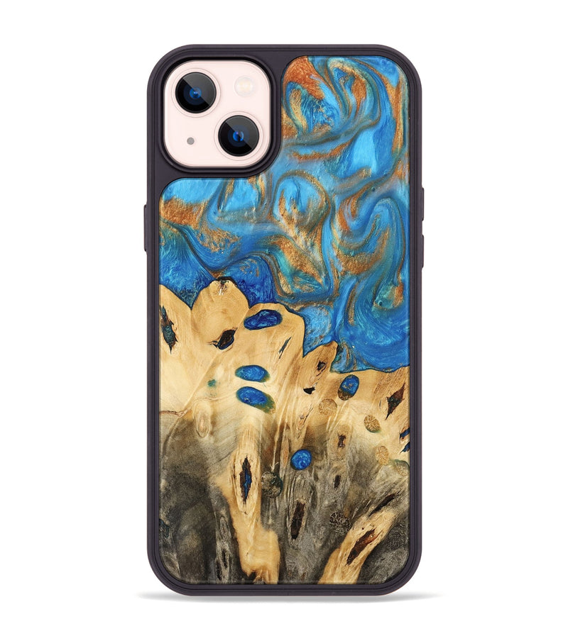 iPhone 14 Plus Wood Phone Case - Gustav (Teal & Gold, 740712)