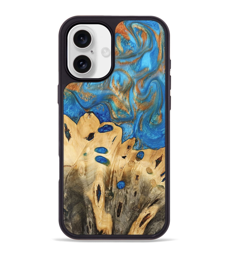 iPhone 16 Plus Wood Phone Case - Gustav (Teal & Gold, 740712)