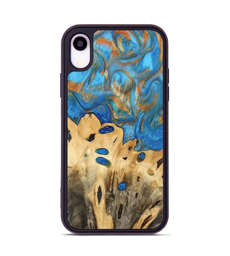 iPhone Xr Wood Phone Case - Gustav (Teal & Gold, 740712)