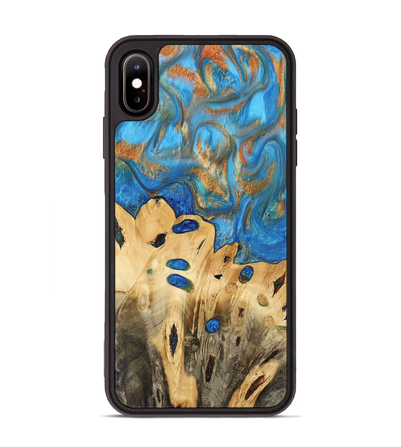 iPhone Xs Max Wood Phone Case - Gustav (Teal & Gold, 740712)