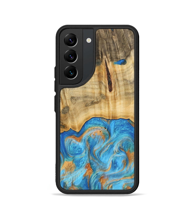 Galaxy S22 Wood Phone Case - Emaline (Teal & Gold, 740727)