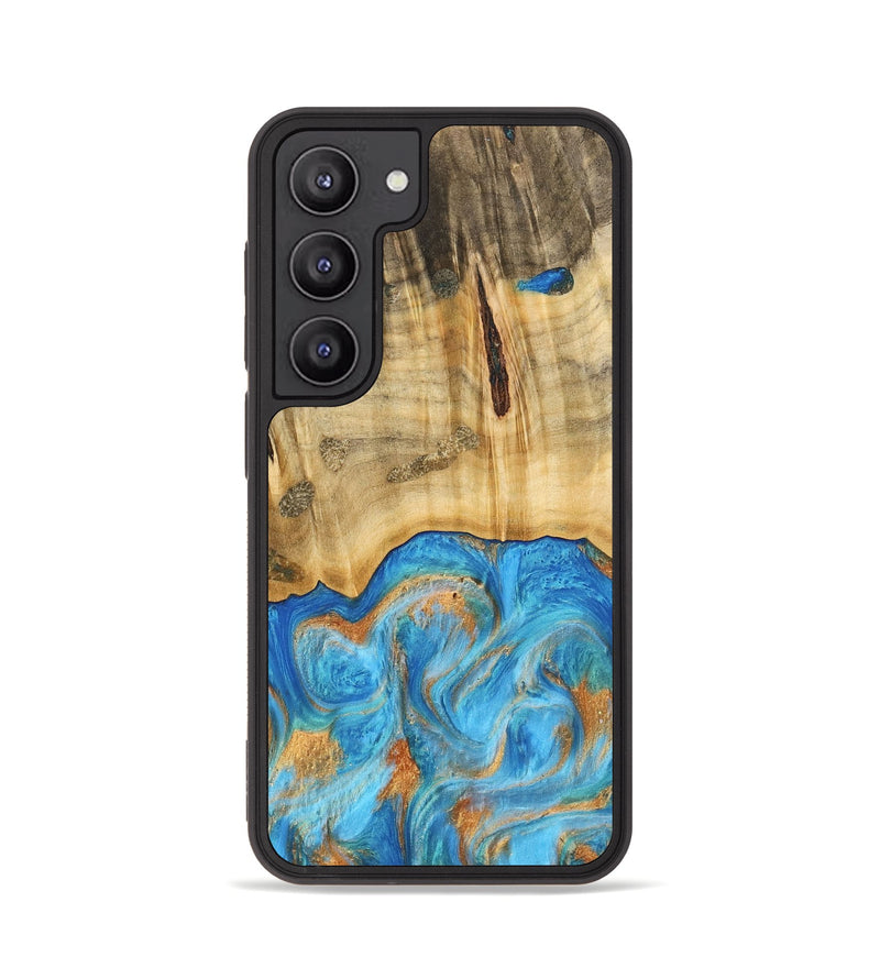 Galaxy S23 Wood Phone Case - Emaline (Teal & Gold, 740727)