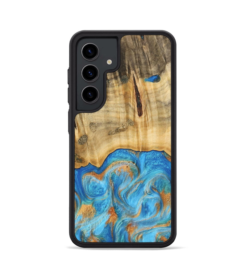 Galaxy S24 Wood Phone Case - Emaline (Teal & Gold, 740727)