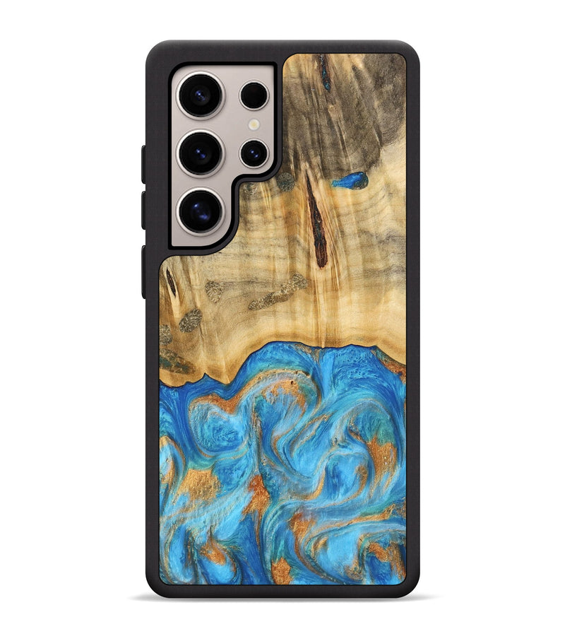 Galaxy S25 Ultra Wood Phone Case - Emaline (Teal & Gold, 740727)