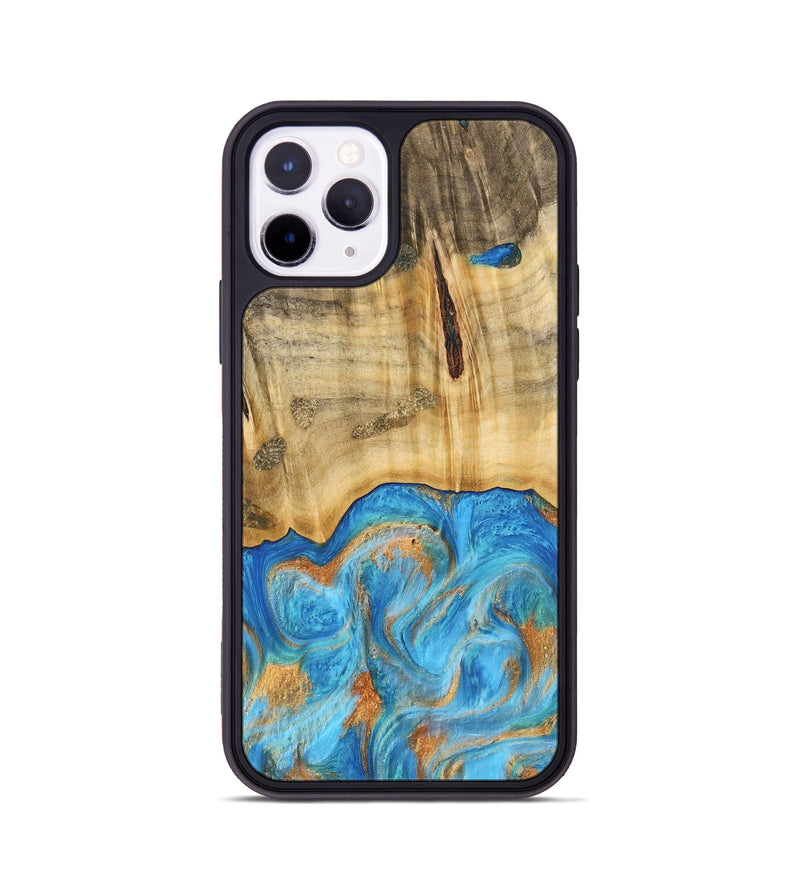 iPhone 11 Pro Wood Phone Case - Emaline (Teal & Gold, 740727)