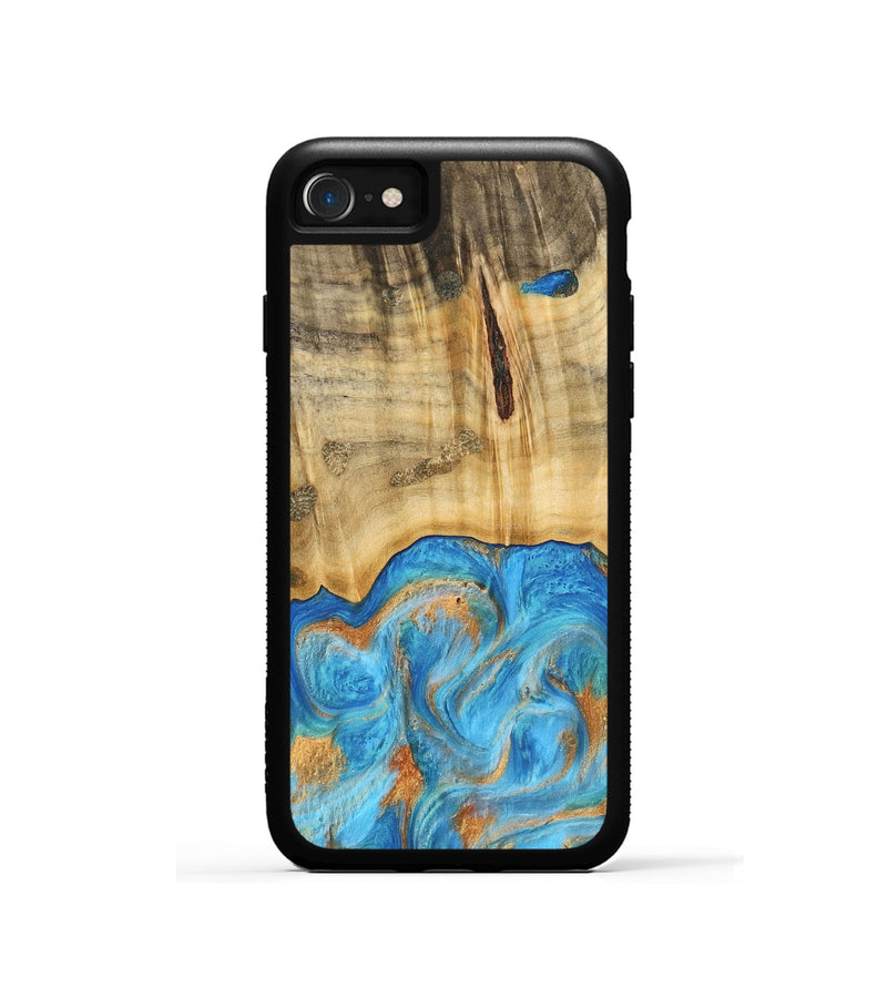 iPhone SE Wood Phone Case - Emaline (Teal & Gold, 740727)