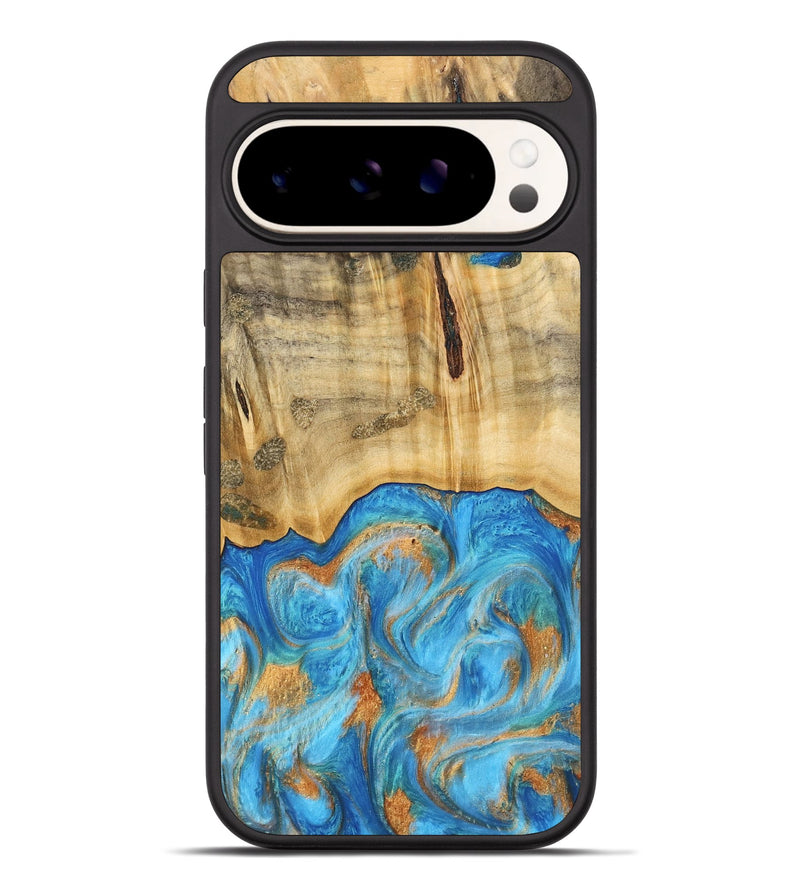 Pixel 9 Pro XL Wood Phone Case - Emaline (Teal & Gold, 740727)