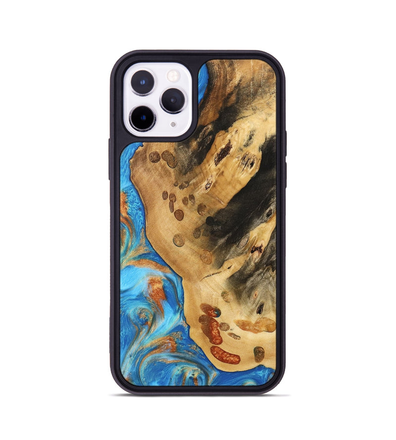 iPhone 11 Pro Wood Phone Case - Norry (Teal & Gold, 740757)