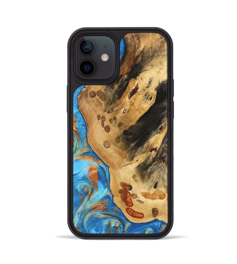 iPhone 12 Wood Phone Case - Norry (Teal & Gold, 740757)