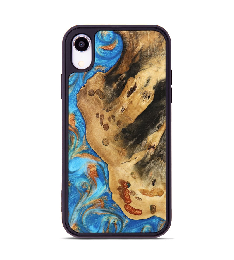 iPhone Xr Wood Phone Case - Norry (Teal & Gold, 740757)