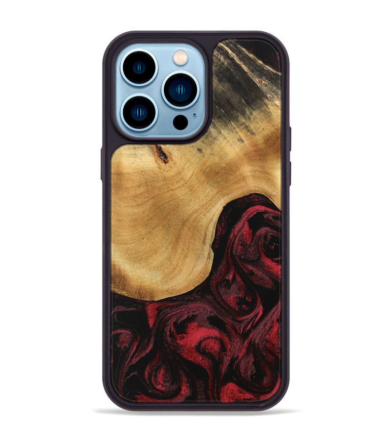 iPhone 14 Pro Max Wood Phone Case - Amando (Red, 740758)