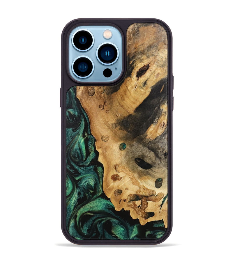 iPhone 14 Pro Max Wood Phone Case - Trever (Green, 740760)