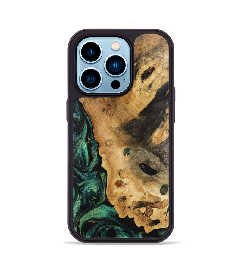 iPhone 14 Pro Wood Phone Case - Trever (Green, 740760)