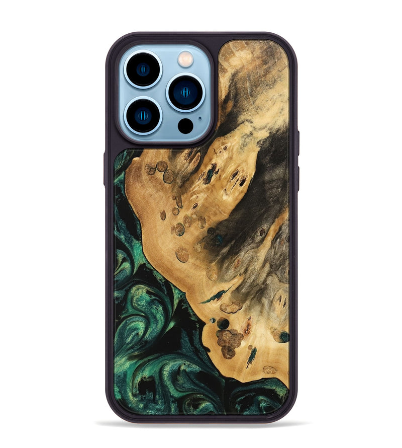 iPhone 14 Pro Max Wood Phone Case - Vithit (Green, 740808)