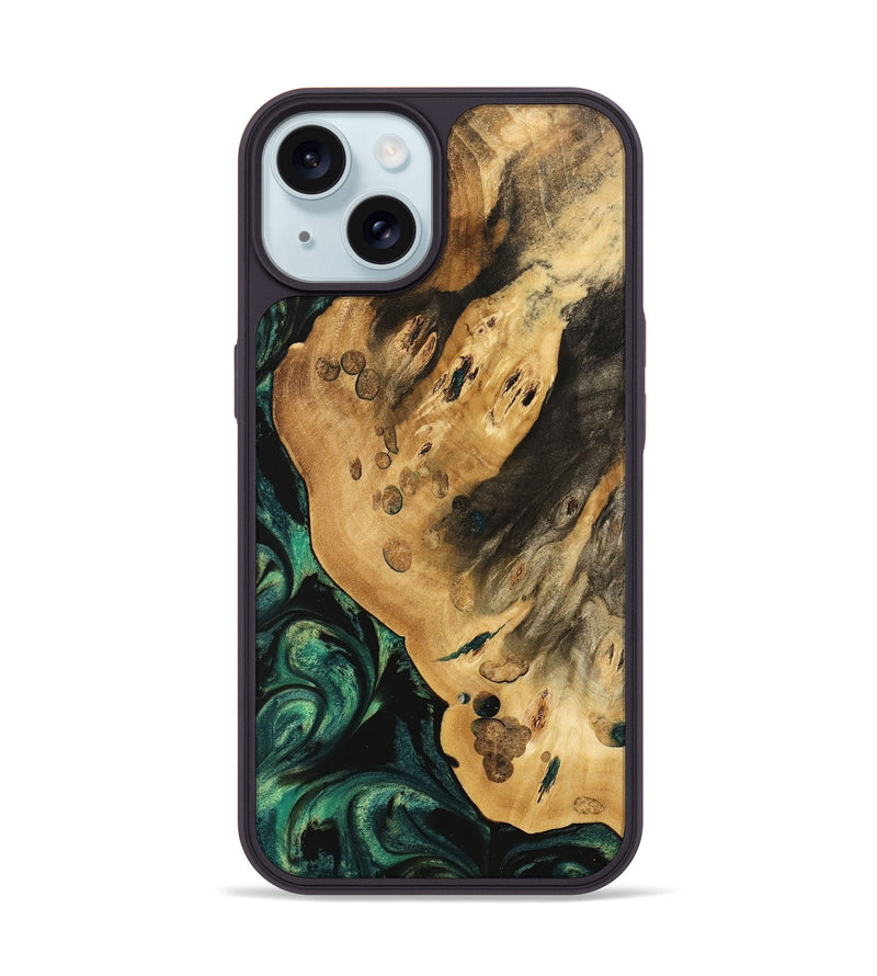 iPhone 15 Wood Phone Case - Vithit (Green, 740808)