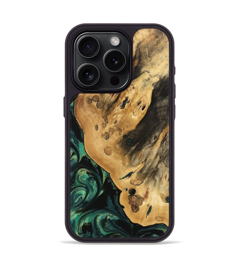 iPhone 15 Pro Wood Phone Case - Vithit (Green, 740808)