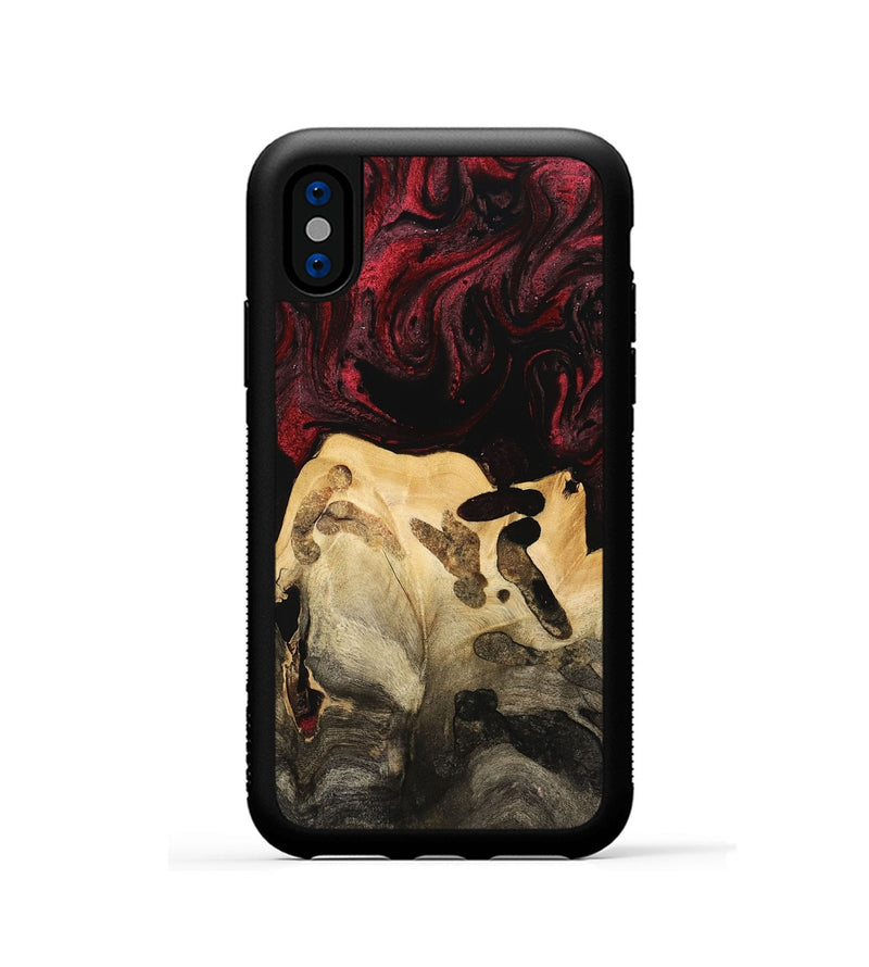 iPhone Xs Wood Phone Case - Hobart (Red, 740836)