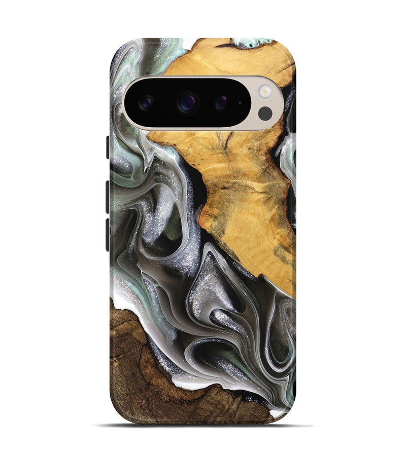 Pixel 9 Pro Wood Live Edge Phone Case - Engbert (Black & White, 740874)