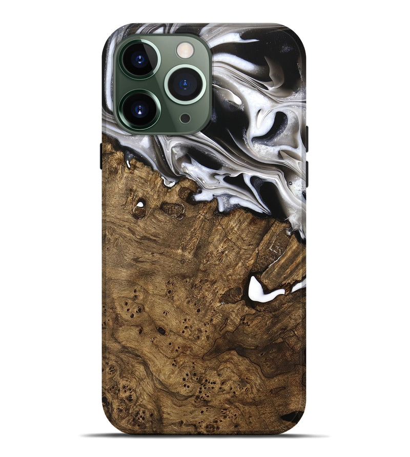 iPhone 13 Pro Max Wood Live Edge Phone Case - Yung (Black & White, 740875)