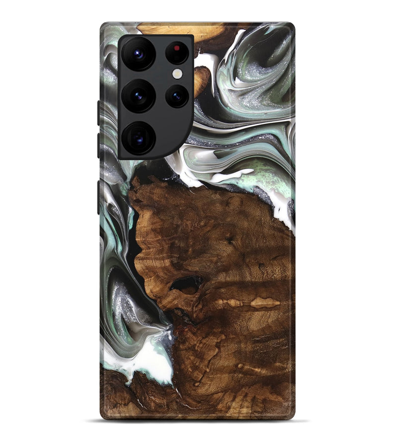 Galaxy S22 Ultra Wood Live Edge Phone Case - Tabbie (Black & White, 740876)