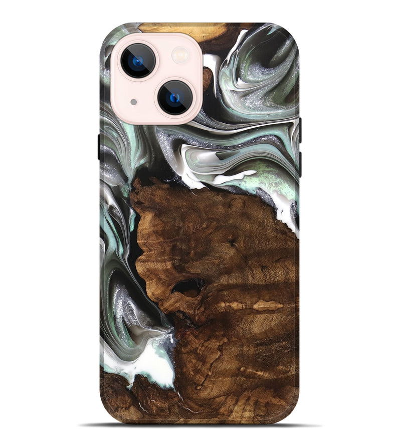 iPhone 14 Plus Wood Live Edge Phone Case - Tabbie (Black & White, 740876)