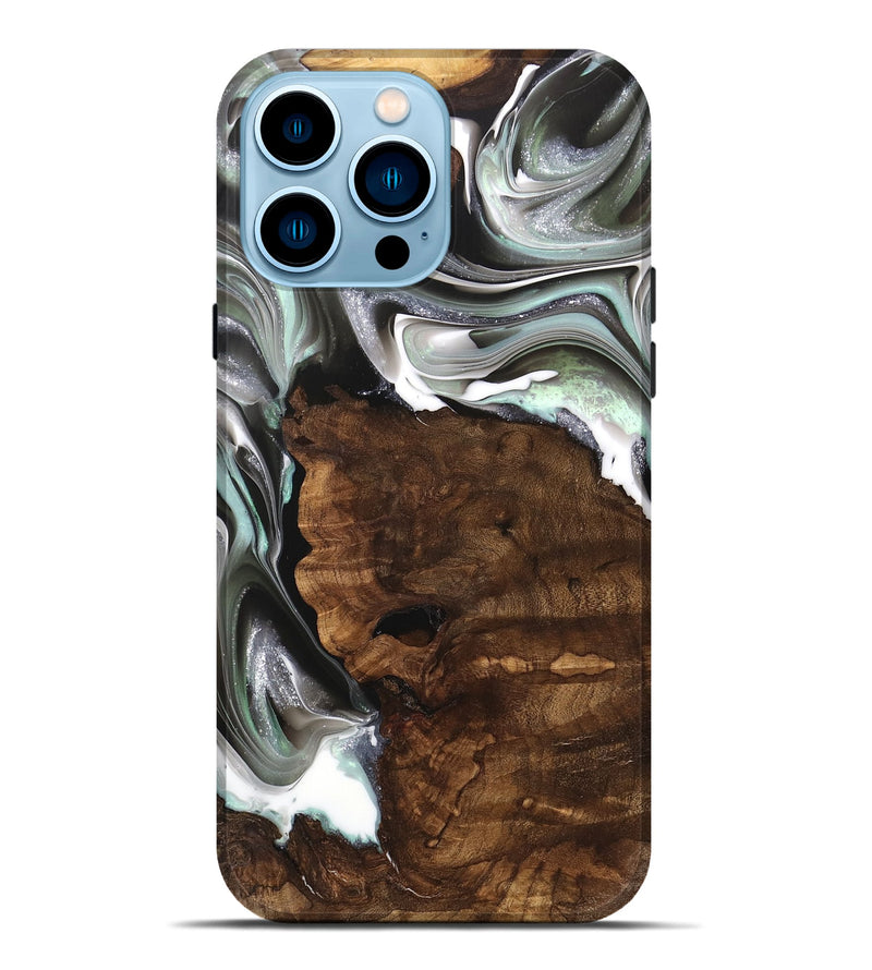 iPhone 14 Pro Max Wood Live Edge Phone Case - Tabbie (Black & White, 740876)