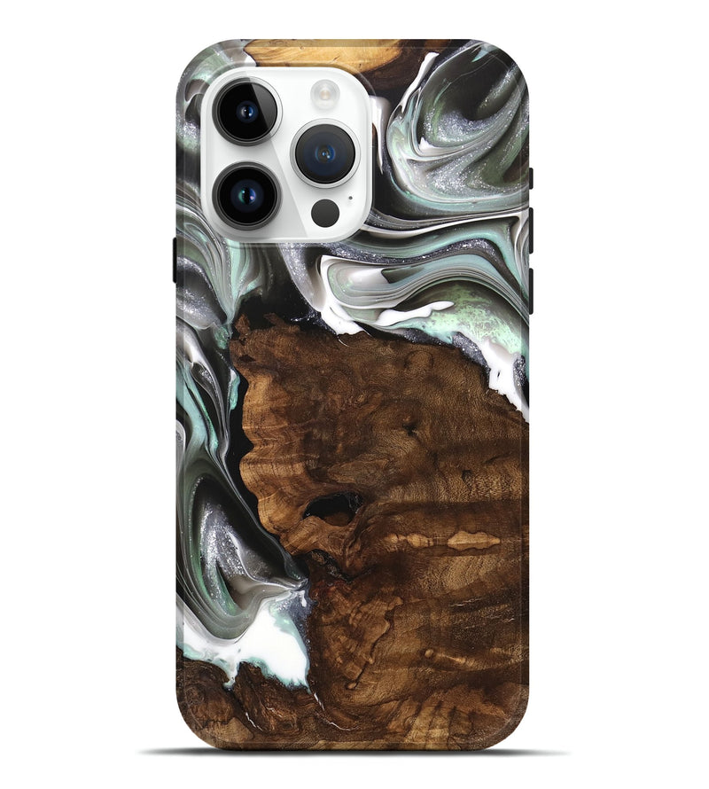 iPhone 15 Pro Max Wood Live Edge Phone Case - Tabbie (Black & White, 740876)