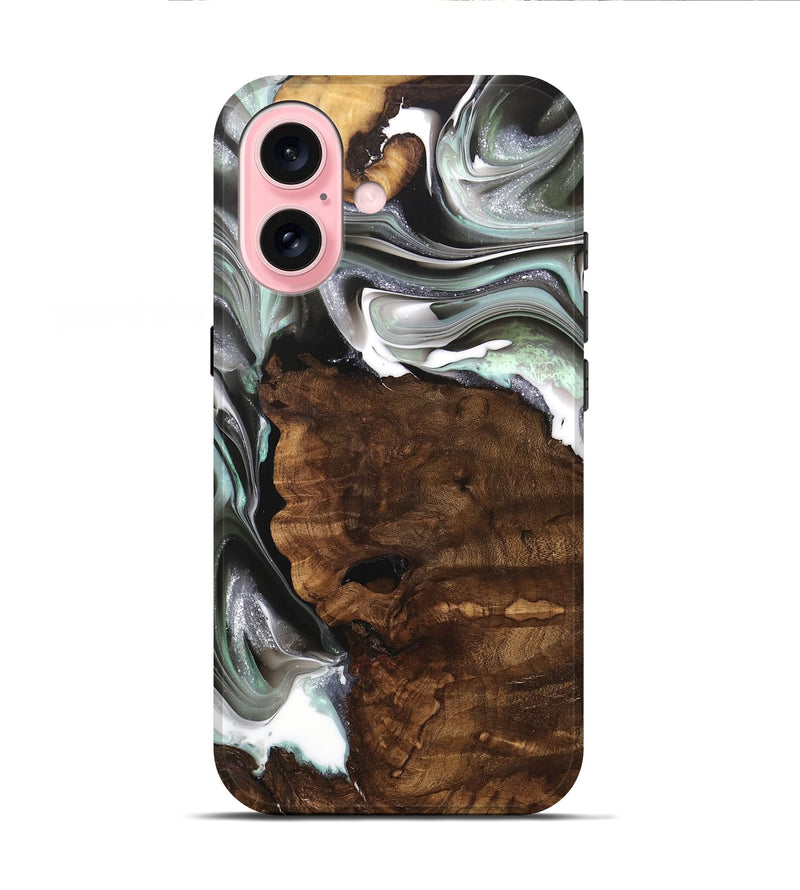 iPhone 16 Wood Live Edge Phone Case - Tabbie (Black & White, 740876)