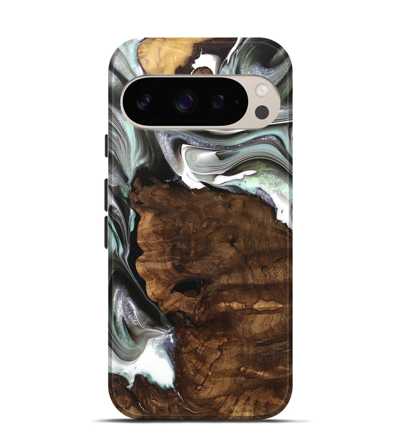 Pixel 9 Pro Wood Live Edge Phone Case - Tabbie (Black & White, 740876)