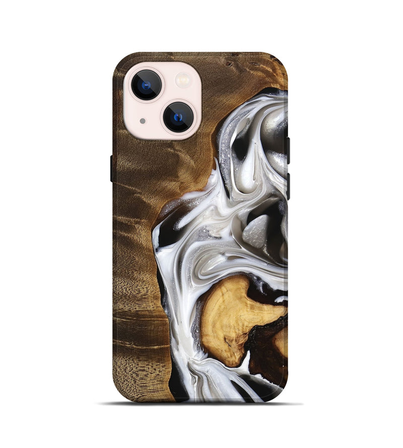 iPhone 13 mini Wood Live Edge Phone Case - Eric (Black & White, 740878)