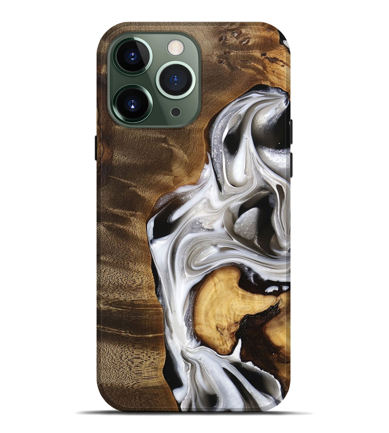 iPhone 13 Pro Max Wood Live Edge Phone Case - Eric (Black & White, 740878)