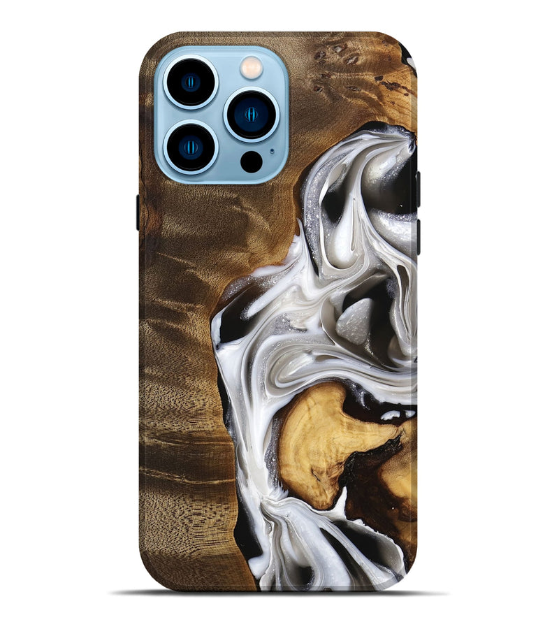 iPhone 14 Pro Max Wood Live Edge Phone Case - Eric (Black & White, 740878)