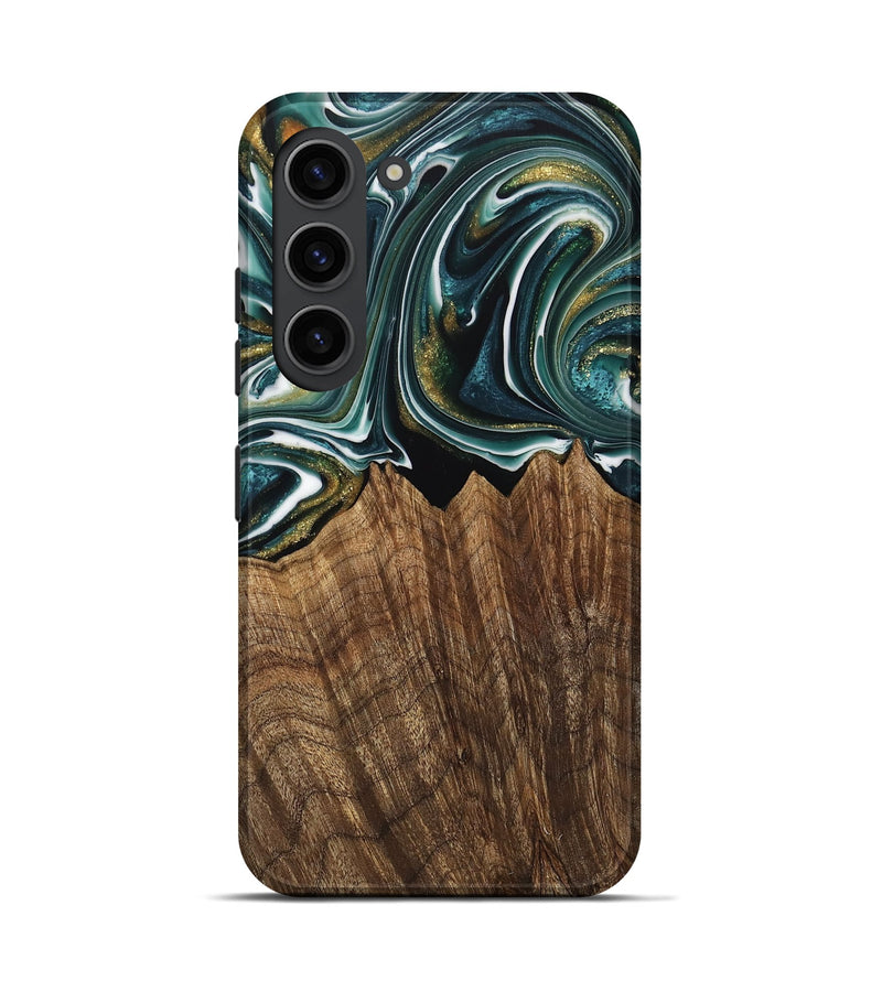 Galaxy S23 Wood Live Edge Phone Case - Fabian (Teal & Gold, 740879)