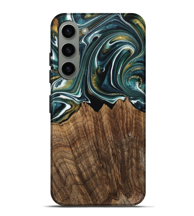 Galaxy S23 Plus Wood Live Edge Phone Case - Fabian (Teal & Gold, 740879)