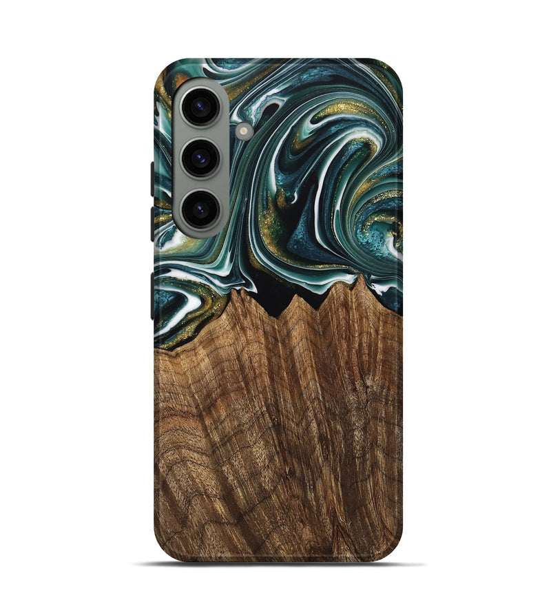 Galaxy S24 Wood Live Edge Phone Case - Fabian (Teal & Gold, 740879)