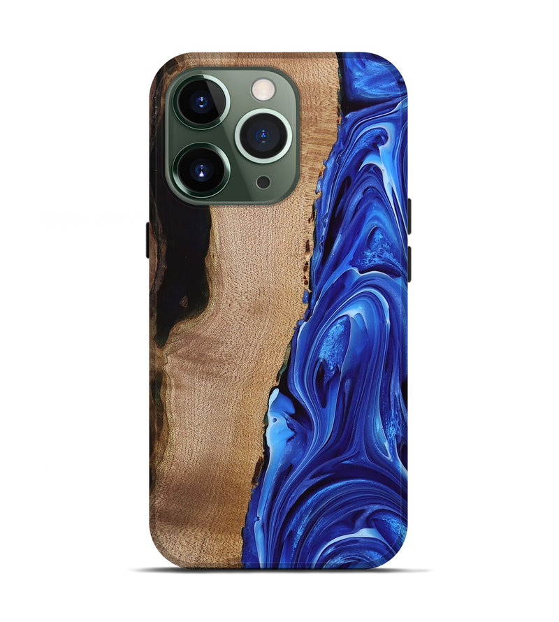 iPhone 13 Pro Wood Live Edge Phone Case - Drago (Blue, 740881)