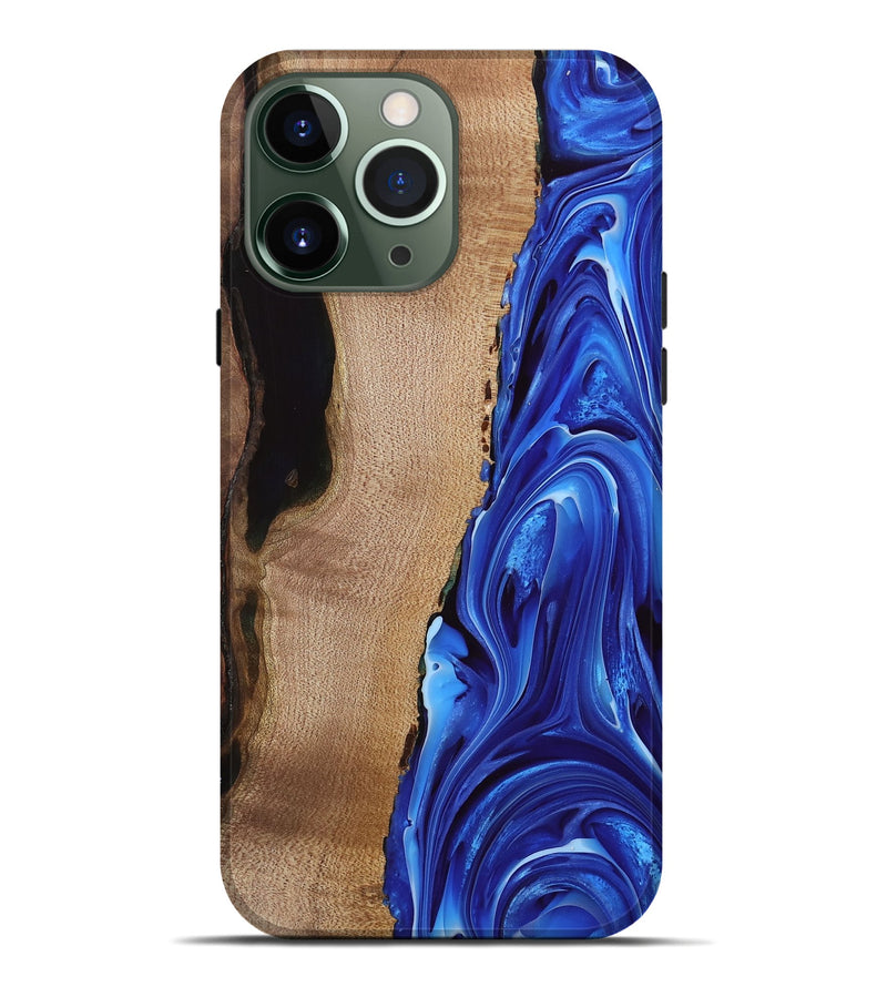 iPhone 13 Pro Max Wood Live Edge Phone Case - Drago (Blue, 740881)