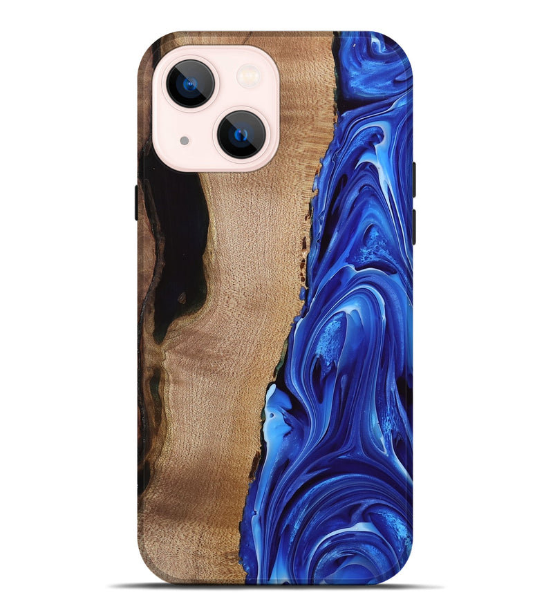 iPhone 14 Plus Wood Live Edge Phone Case - Drago (Blue, 740881)