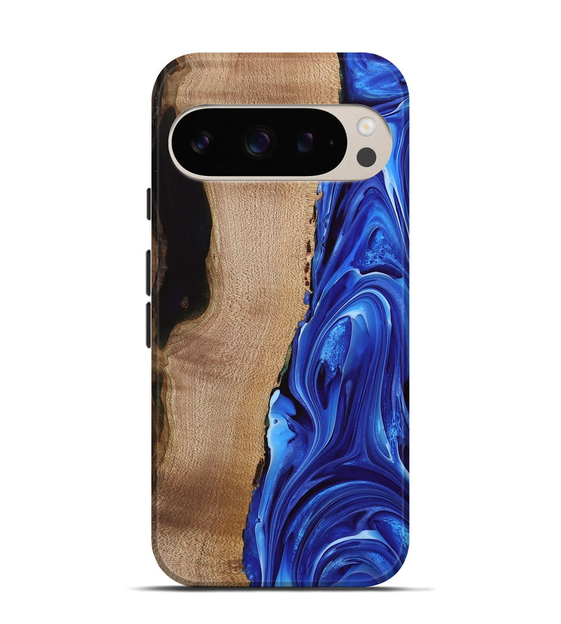 Pixel 9 Pro Wood Live Edge Phone Case - Drago (Blue, 740881)