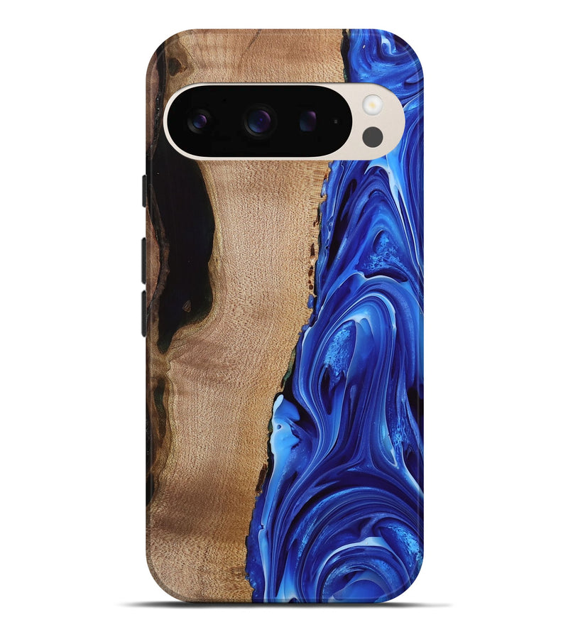 Pixel 9 Pro XL Wood Live Edge Phone Case - Drago (Blue, 740881)