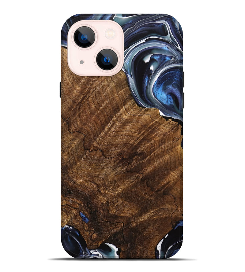 iPhone 14 Plus Wood Live Edge Phone Case - Abbey (Blue, 740887)